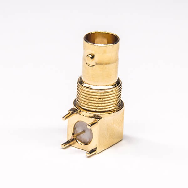bnc-connector-female-pcb-90-degree-bulkhead-through-hole-gold-plating-(2) BNC攝像頭連接器母頭90度插板接PCB板