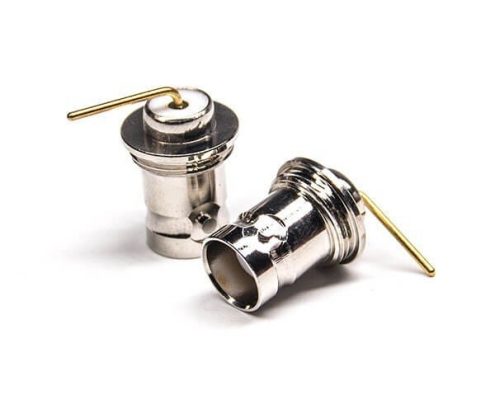 彎式BNC連接器母頭帶針短螺紋卯壓式接PCB板