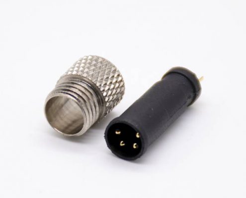 m8連接器4針直式注塑公頭接線焊杯不帶屏蔽