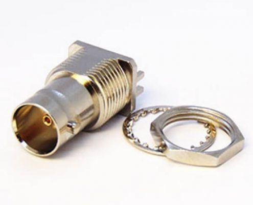 BNC連接器穿墻母頭直式接PCB板卡板3.6mm75歐姆