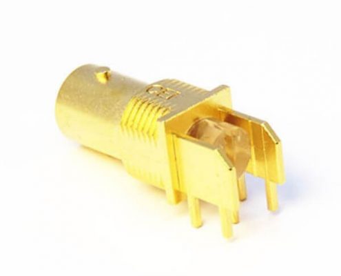 BNC母接頭彎式連接器 插板式接PCB板8mm