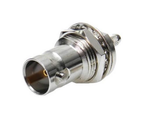 BNC連接器75Ohm直式母頭前鎖穿墻壓接式接同軸線纜