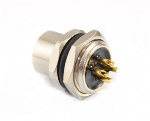 M12連接器4 芯A型板端母座直式焊線(xiàn)式后鎖工業(yè)防水傳感連接器