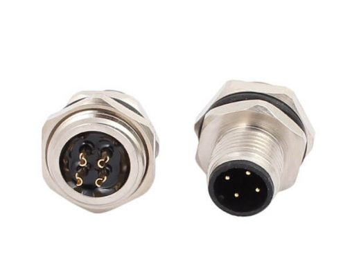 M12 4Pin A Code 公頭后鎖板焊線(xiàn)座子M15*1 10PCS/包