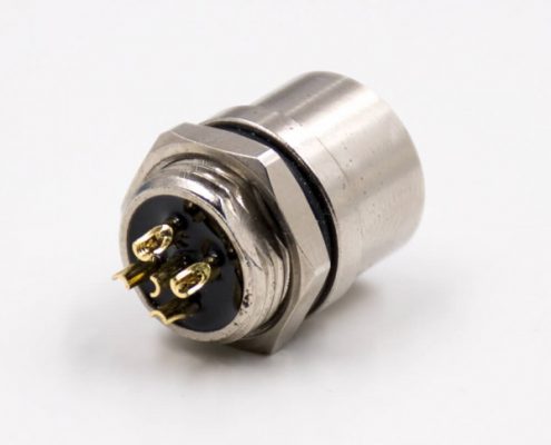 M125芯b型母頭直式后鎖板板端插座防水帶屏蔽接線焊接式連接器