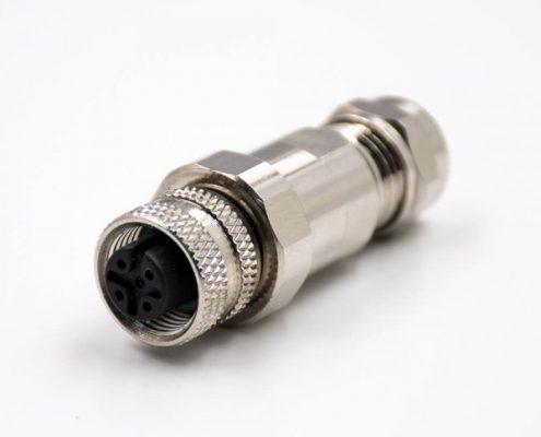 M12現(xiàn)場組裝插頭A編碼5芯母直式帶屏蔽金屬外殼采購