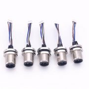 m12 5 pin wire (2) M12 5芯端子線A Code 公頭前鎖板座子轉(zhuǎn)Molex 1.25mm端子線30CM AWG26帶屏蔽