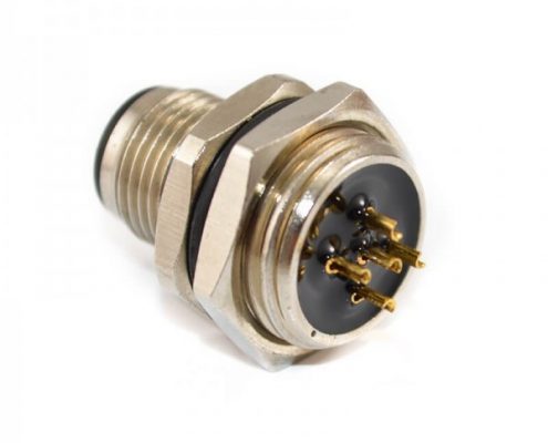 M12工業(yè)插座M12 5芯后鎖板直式焊線式接線傳感器防水連接器