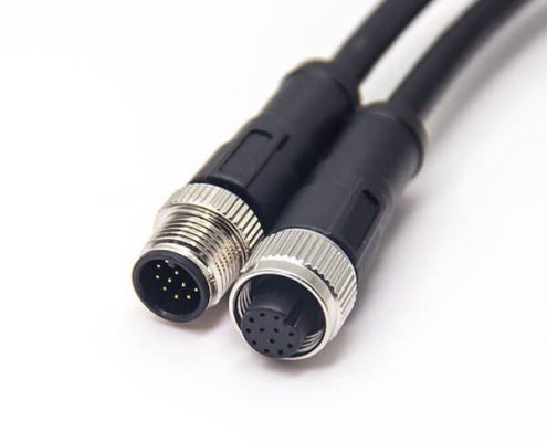 m12電纜接頭A型180度公轉(zhuǎn)母12芯傳感器不帶屏蔽1M AWG24