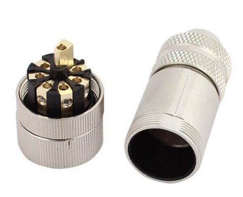 M12現(xiàn)場組裝插頭A編碼8芯母直式帶屏蔽金屬外殼