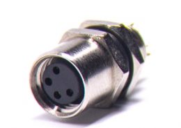 M8 傳感器插座A 型板端后鎖焊線式連接器4芯母插座