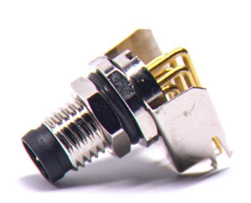 M8彎角PCB板端前鎖連接器A型6芯防水公座傳感器