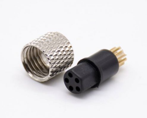 m8接頭5芯注塑母頭直式焊杯不帶屏蔽A編碼