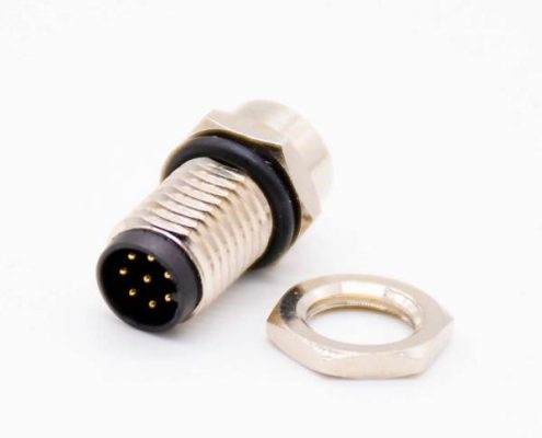 m8連接器直公頭8針面板安裝前鎖板A編碼