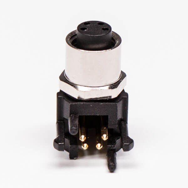 M8PCB板端彎頭連接器A型4芯防水母座傳感器