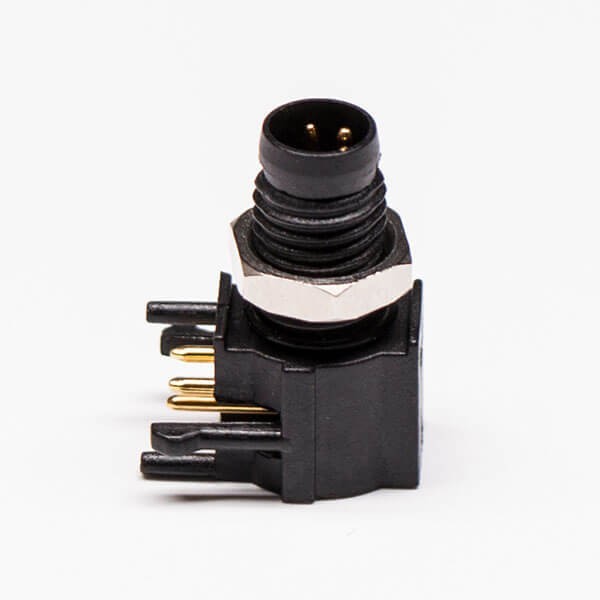 M8圓形連接器彎頭PCB板端連接器A型3芯防水公座傳感器
