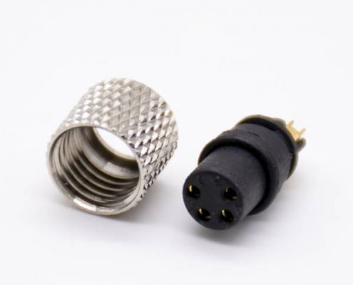 m8連接器注塑母頭4芯直式焊杯不帶屏蔽