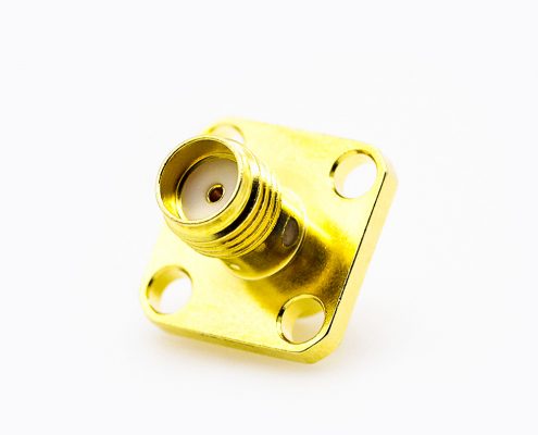 SMA法蘭連接器4孔PCB安裝焊板母頭直式