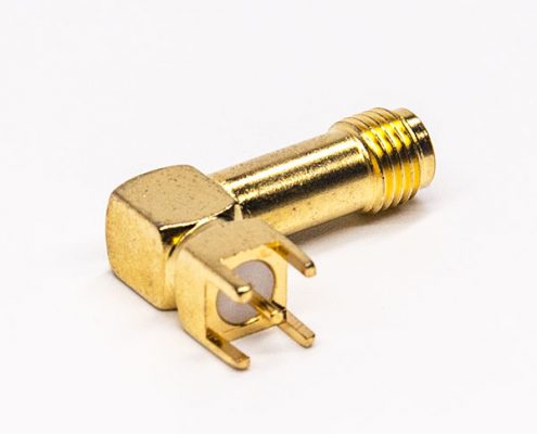 射頻同軸sma母頭接頭彎式鍍金穿孔接PCB板