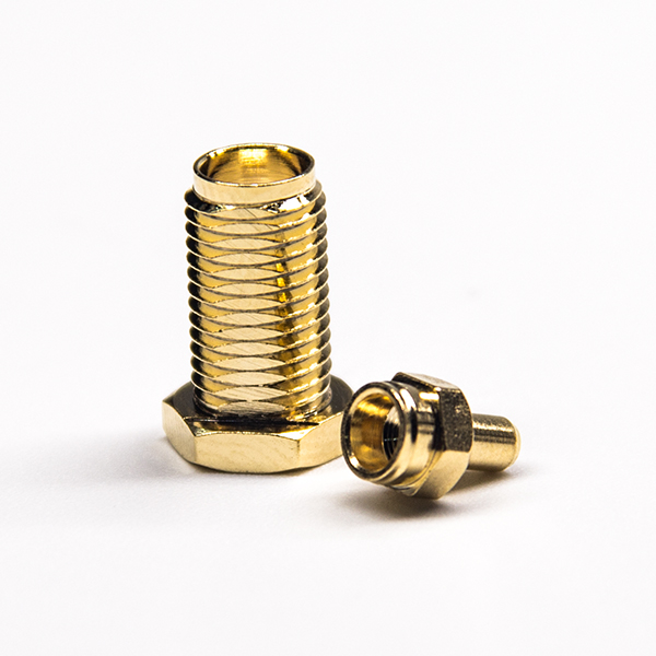 13-4 鍍金接頭SMA直式母頭白色膠芯壓接焊接接線