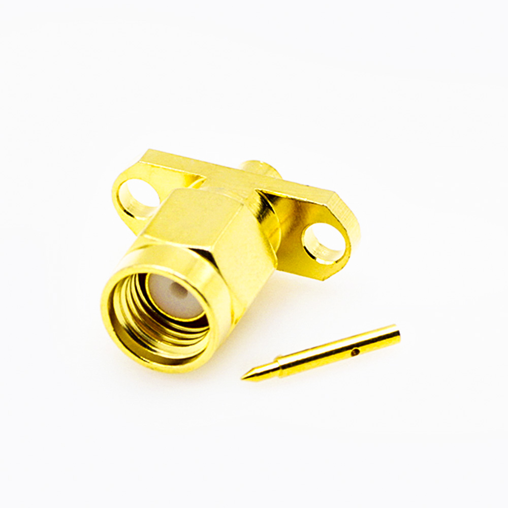 135(9) 面板安裝SMA連接器2孔法蘭公頭直式半剛性焊接086線材