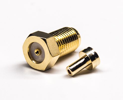 SMA直式鍍金母頭直式直式白色膠芯壓接焊接