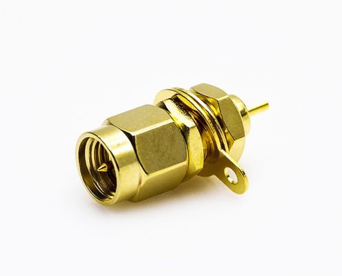 接地SMA連接器公頭直式面板安裝后鎖穿墻用于PCB板
