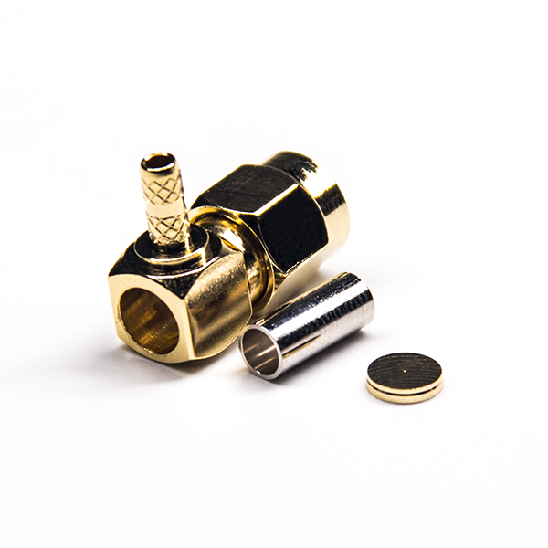 19-1 50歐姆sma連接器彎式彎式公頭壓接式接RG316線