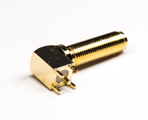 50歐姆sma接頭彎式加長螺紋母頭插板式接PCB板