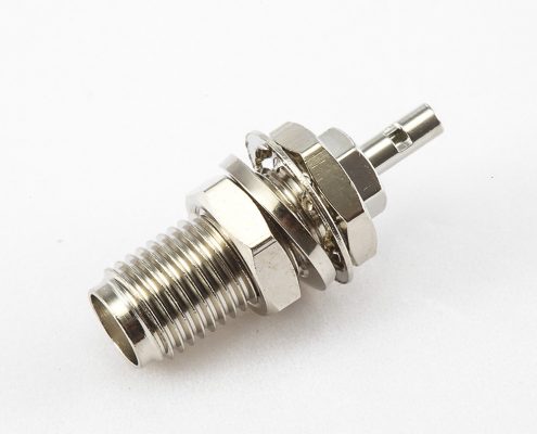 SMA連接器母頭直式前鎖穿墻開天窗焊接式用于1.13mm / 1.32mm接線