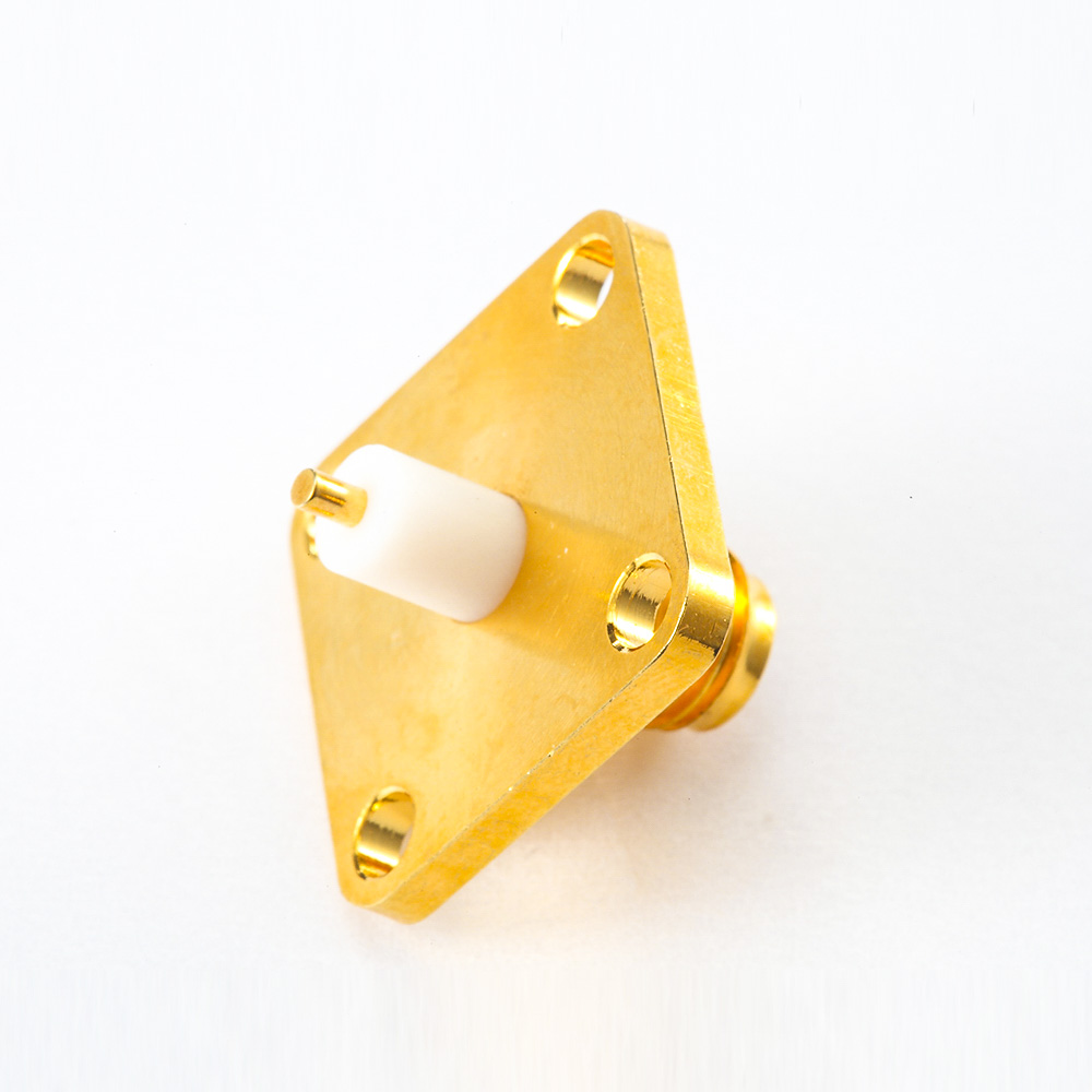 203(8) 4孔法蘭SMA連接器母頭直式PCB安裝焊板