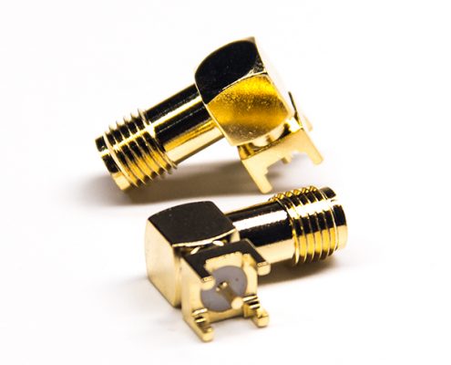 50歐姆彎式接頭反極母頭公頭針插PCB板鍍金