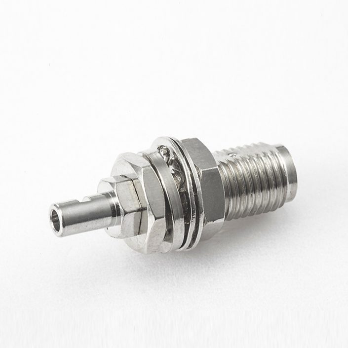 RG178 / 1.37mm / 1.45mm SMA連接器母頭直式前鎖穿墻鍍鎳壓接接線焊接