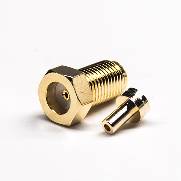 22-3 反極母頭SMA連接器直式鍍金壓接焊接式接1.37/1.13/0.81線