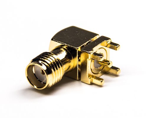 鍍金彎式sma母頭彎式穿孔式接PCB板50歐姆