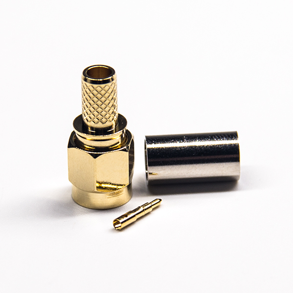 23-3 SMA反極直式公頭直式壓接式接同軸線纜表面鍍金