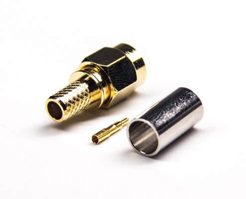 SMA反極直式公頭直式壓接式接同軸線(xiàn)纜表面鍍金