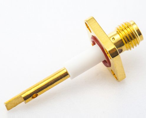 密封SMA連接器防水母頭直式PCB安裝焊板4孔法蘭