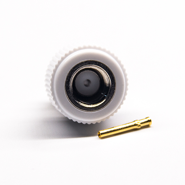 27-2 sma公頭反極式連接器母頭針白色塑膠殼焊接式接線