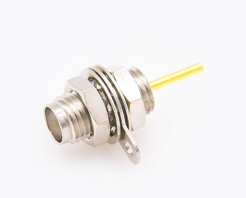 SMA射頻同軸直式母頭后鎖穿墻連接器PCB安裝帶螺母接地焊板