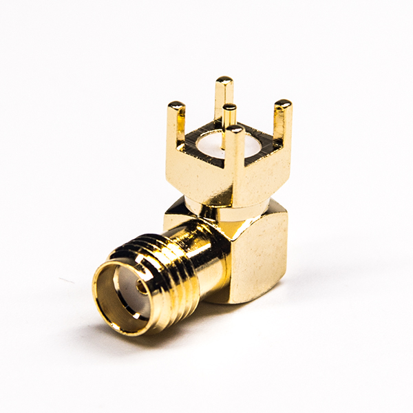 28 彎式sma射頻接頭母頭穿孔式接PCB板