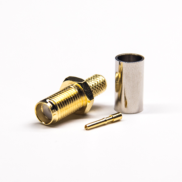 28 鍍金直式SMA連接器壓接式接線母頭壓接式