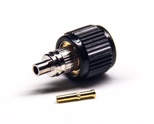 焊接式SMA連接器反極公頭母頭針直式直式帶黑色塑膠殼