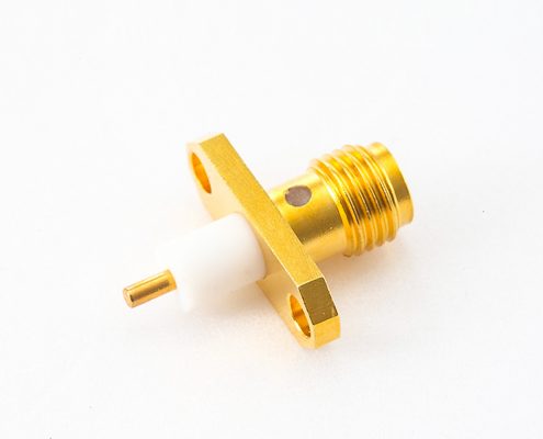 面板安裝2孔法蘭SMA連接器母頭直式焊板