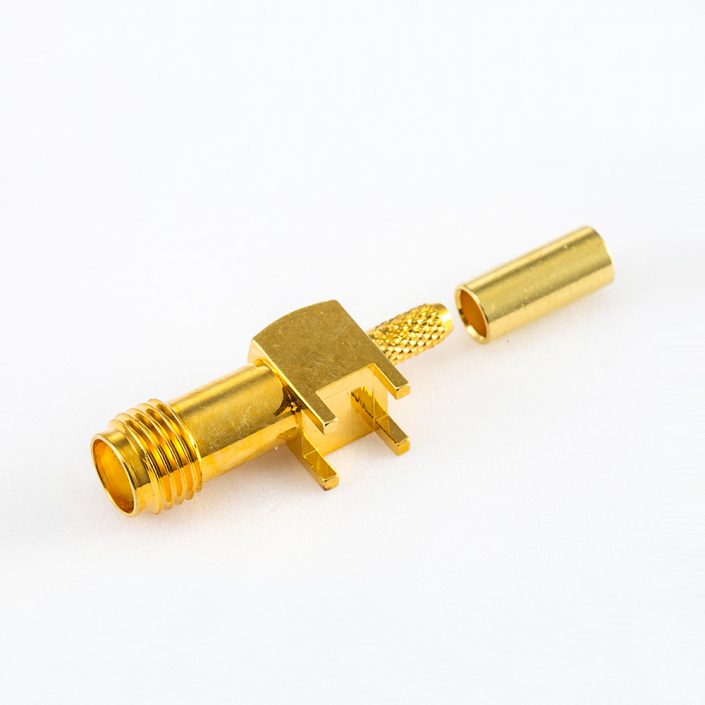 SMA插孔連接器彎式母頭PCB安裝壓接RG316 / RG174 / LMR100