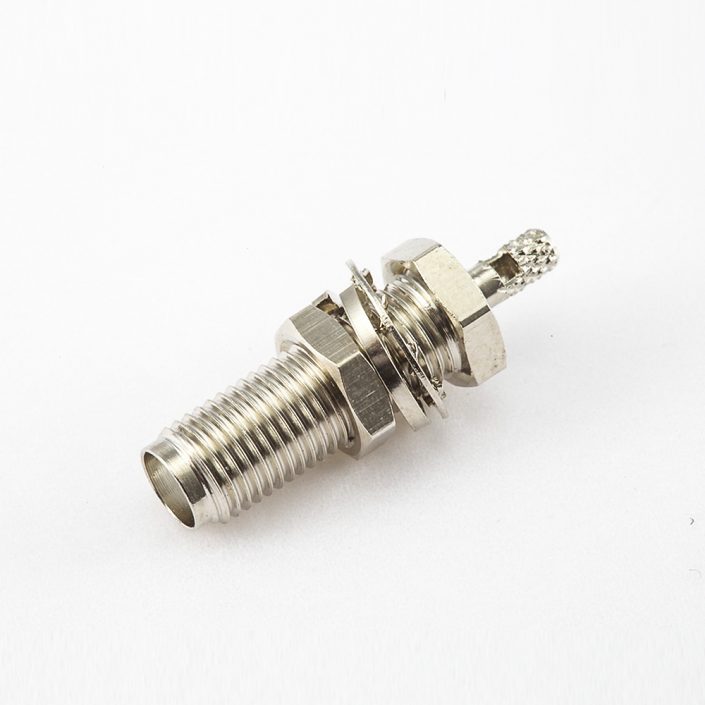 SMA連接器母頭直式前鎖穿墻開天窗壓接式用于RG174 / RG316 / LMR100