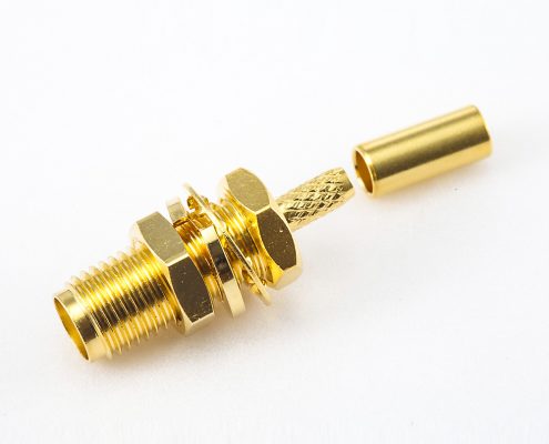 SMA母頭RG174 / RG316 / LMR100連接器直式前鎖穿墻壓接用于接線