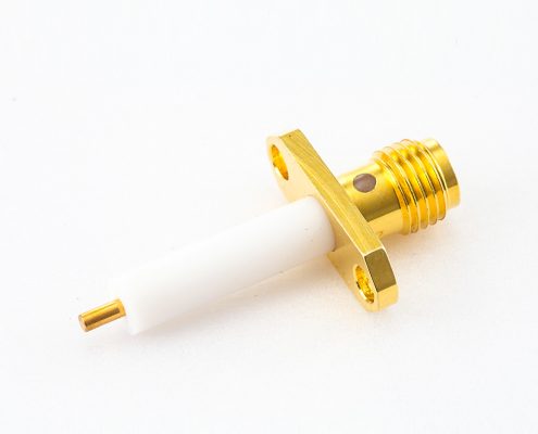 直式SMA連接器母頭PCB安裝焊板2孔法蘭