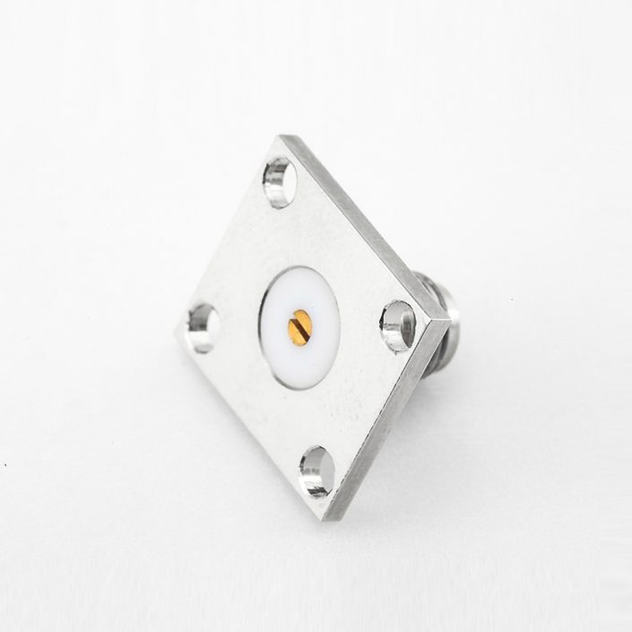 364(7) SMA連接器插孔直式PCB安裝焊板4孔法蘭