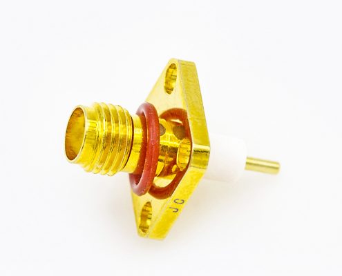 SMA連接器防水母頭直式4孔法蘭焊板用于PCB安裝